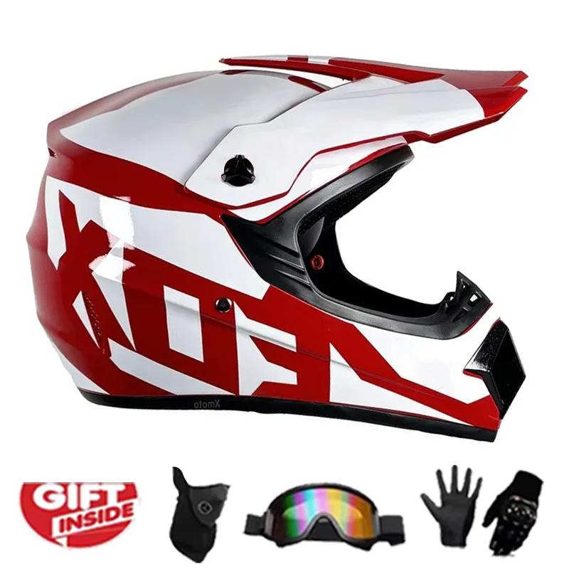 Full Face Motocross Helmet Kit Dot/Ece - For Adults & Youth - Comes With Mx Goggles & Gloves