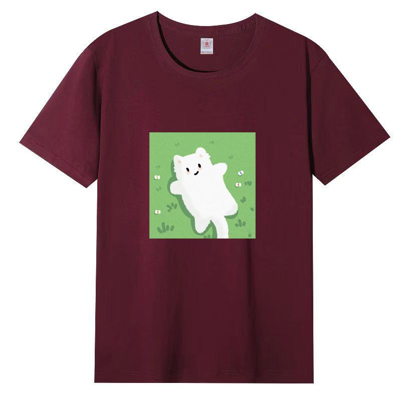 Cotton Short-sleeved T-shirt Female 2025 New Summer Printing Loose Simple Korean Version of The Top Body Shirt Female