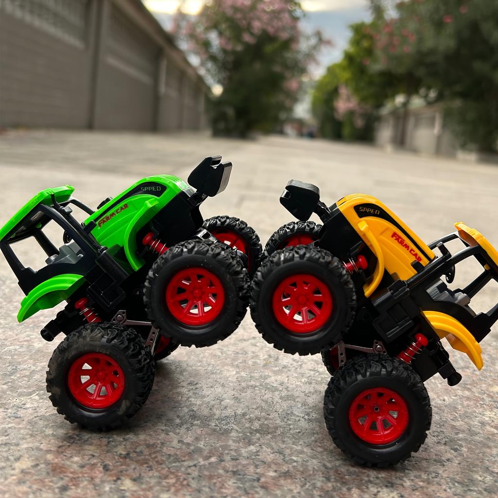 Farmer Stunt Car Inertia 4x4 Dual Inertia Stunt Green Climbing 360° Spin Flip Shock Thickened Tires Off-Road Scooter Toy Car As a Halloween Gift