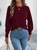 Autumn Winter New Slim Long Sleeve Women's Round Neck SweaterFashion Casual Fried Dough Twists Solid Color Knitting Pullover