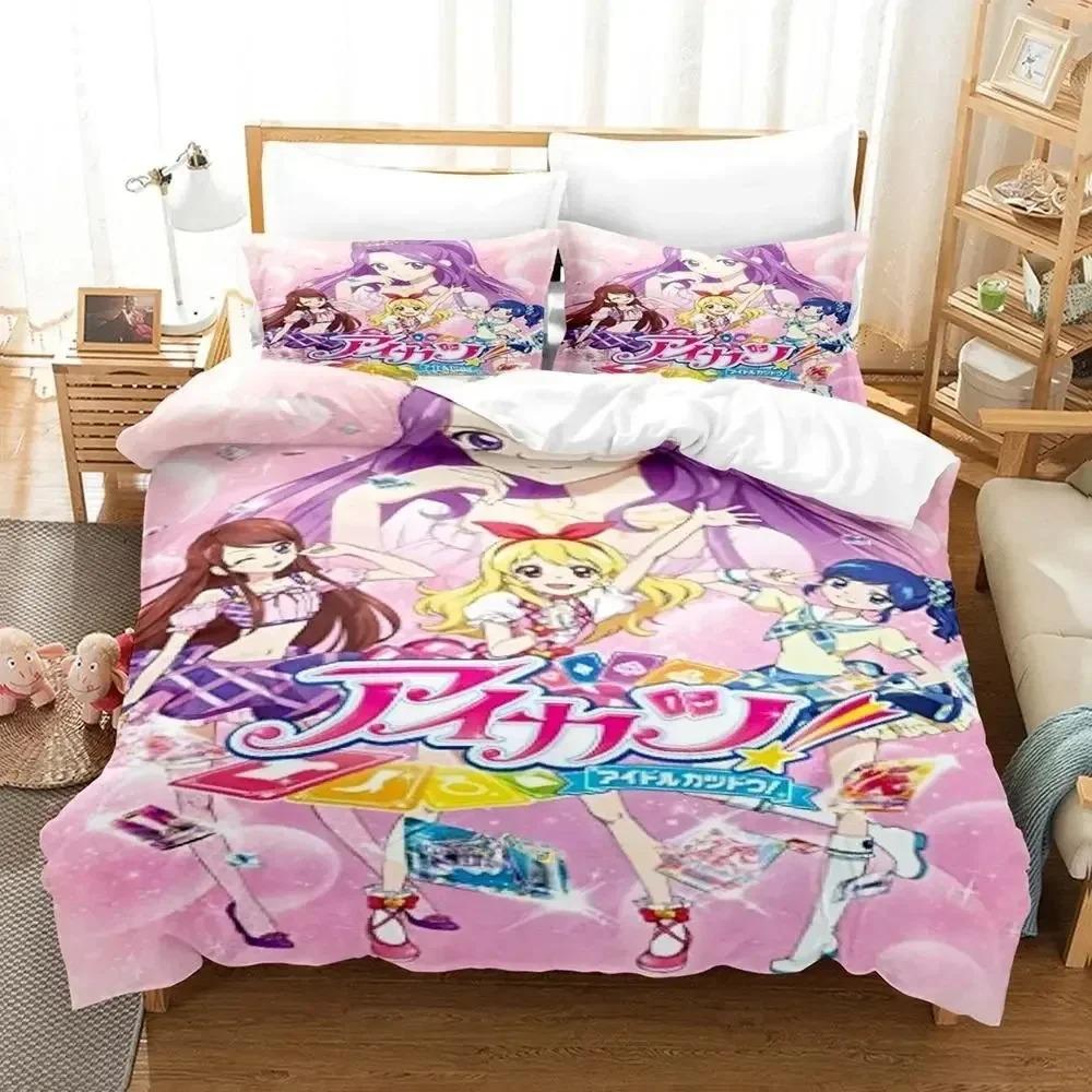 Aikatsu! Beding Set For Bedrom Soft Modern Bedspreads Comefortable Children Kids Soft Duvet Cover Comfortable Quilt Cover And Pilowcase
