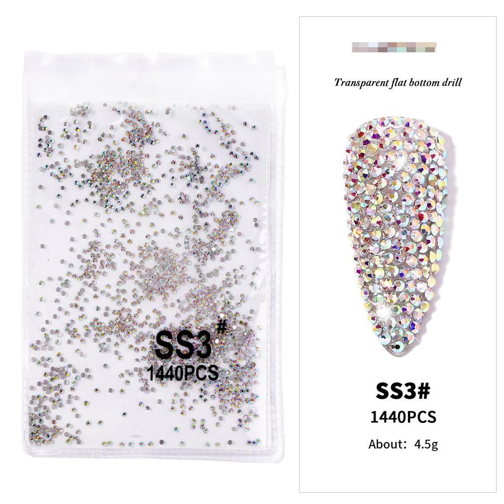 Nail Art Flat Bottom Drill Transparent Drill Ab Drill Nail Drill Diy Nail Ornament Nail Art Ornament Rhinestone