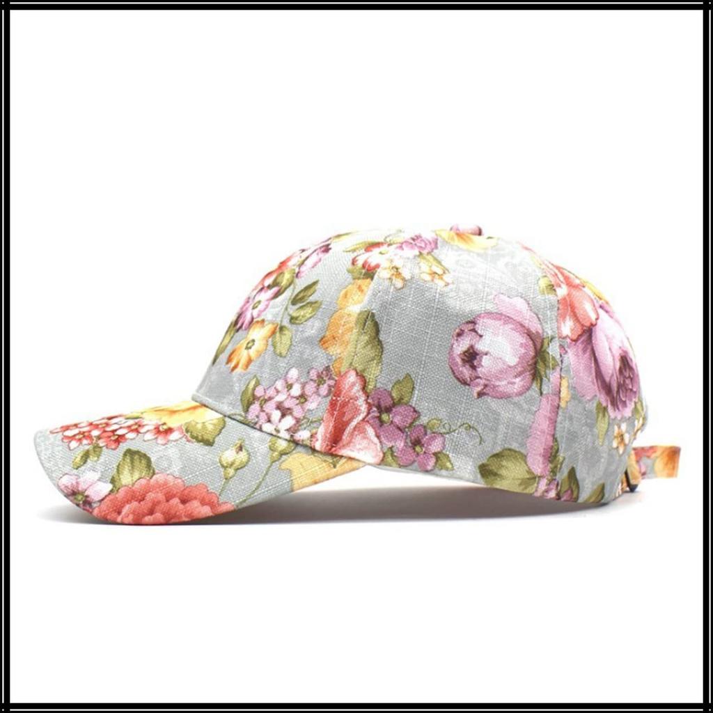 White Fang Cap Floral Pattern Hat Sports Running Outdoor Men Women CA614 (Gray)