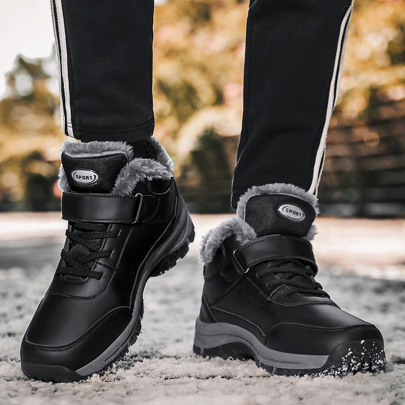 Fashion Winter Men Boots Outdoor Fashion Snow Boots Man Cotton Warm Plush Hiking Shoes Sneaker Footwear Outdoor Non-slip Men Ankle Shoes