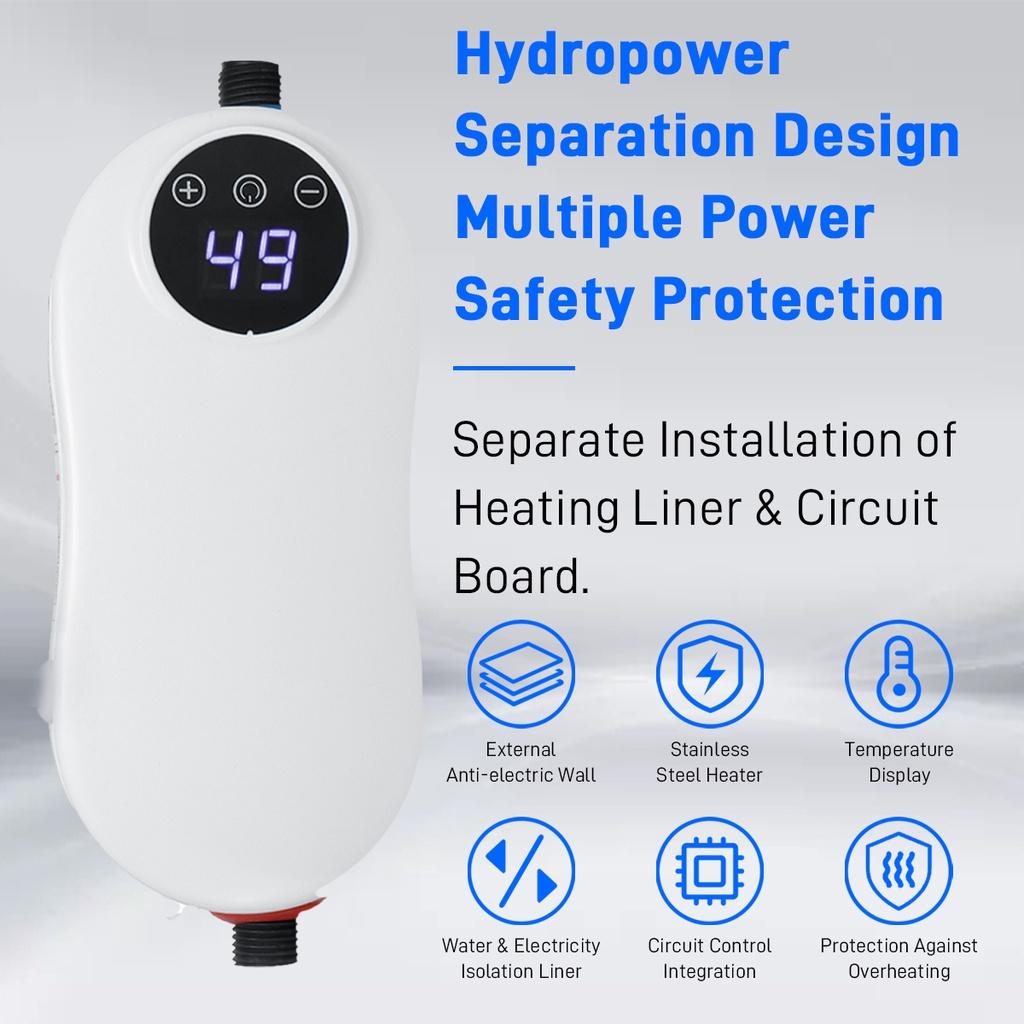 5500W Water Heater Electric Tankless Instant Hot Water Heater Kitchen Under Sink Tap Bathroom Shower Mini Water Heater White