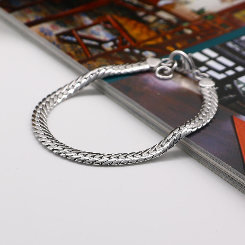 Trendy Men'S Bracelet Trendy Flat Snake Chain Silver-Plated Gold-Plated Men'S Jewelry Single Buckle Bracelet
