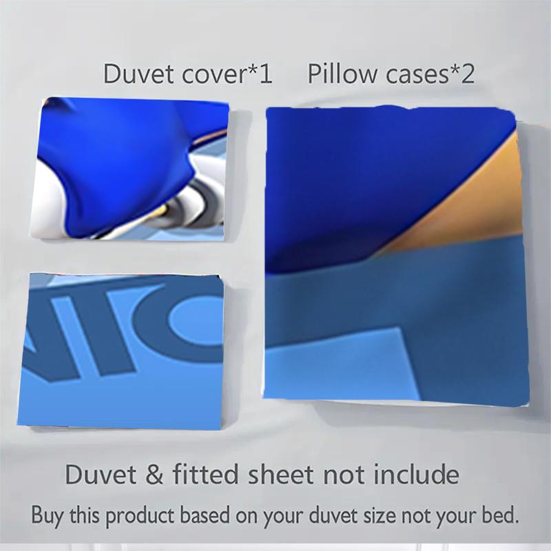 3pcs Sonic The Hedgehog Home Decor Bedding Set-Universal Three-Piece Suit for Bedroom, Guest Room, Living Room, Hotel-Perfect Gift for Fans,