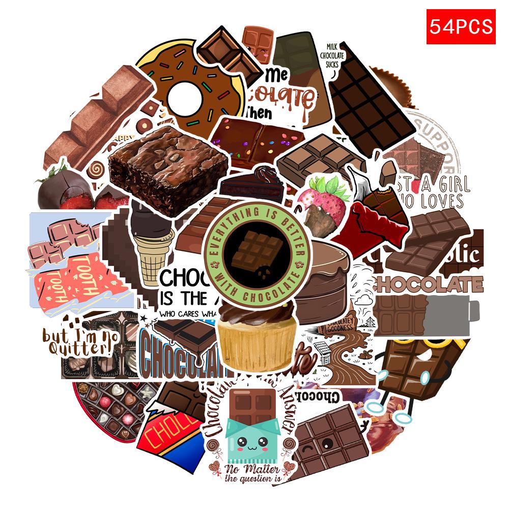 54 Rich Chocolate Molten Dessert Stickers: Personalized Graffiti for Snacks, Cabinet, Refrigerator & Phone Case Decoration