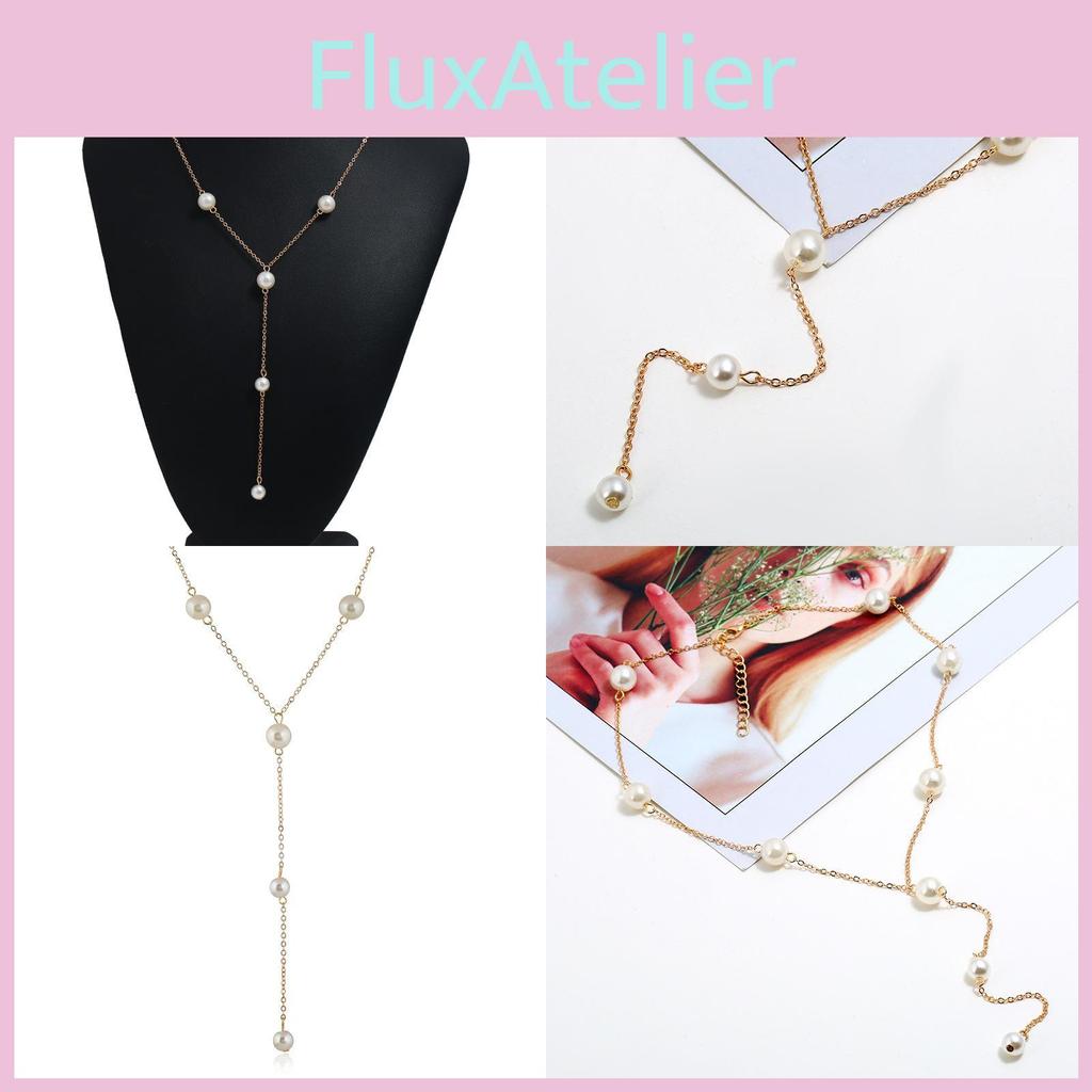 Elegant Pearl Chain Necklace For Women With Alloy Material And Water Wave Chain For Gift And Party Wear