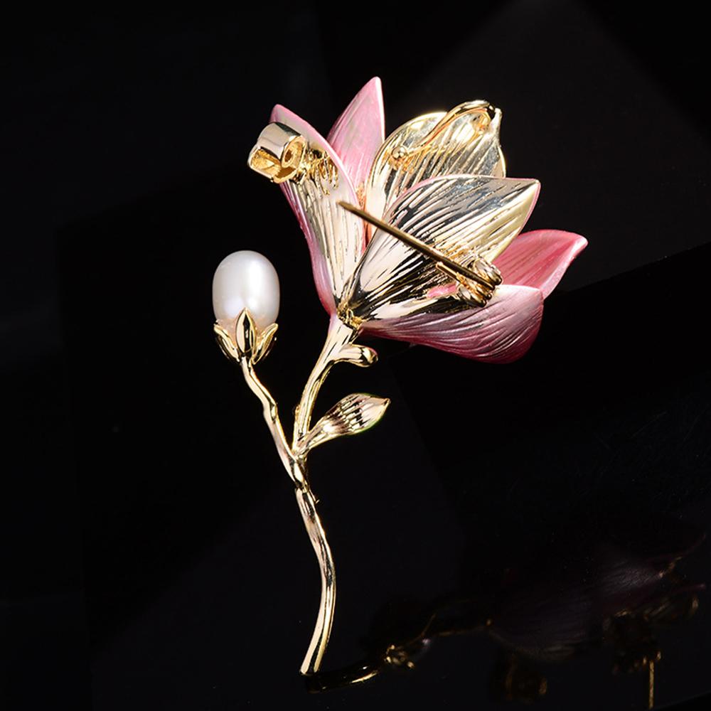 Fashion Gold Tone Flower Brooch Pin Pearl Brooches Enamel Jewelry Wedding Party Gifts