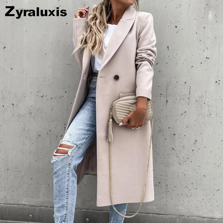 Abrigo grueso de lana para mujer, cortavientos, manga larga, para otoño/invierno