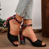 New Large-sized Chunk-heeled Women's Shoes with Buckles and High-heeled Sandals