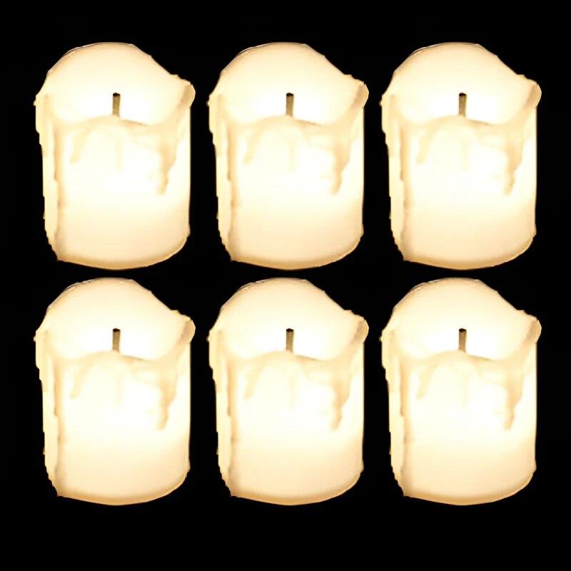 

Черный фитиль светодиодные свечи на батарейках беспламенные мини-чайные свечи свадьба рождественская вечеринка капель поддельные свечи украшение дома свет 6pcs белый