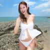 White Pure Desire Mesh Hollowed-out Split Suspender Shirt Fashionable High-end Split Hot Spring Vacation Split Swimsuit