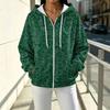 Women's Casual Loose Fit Printed -Lined Hooded Zip-Up Cardigan