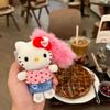 Cartoon JK Uniform Hello Kitty Gal Black Skin pink Leopard plush Doll Backpack Keychain Stuffed KT cat toys Pendant