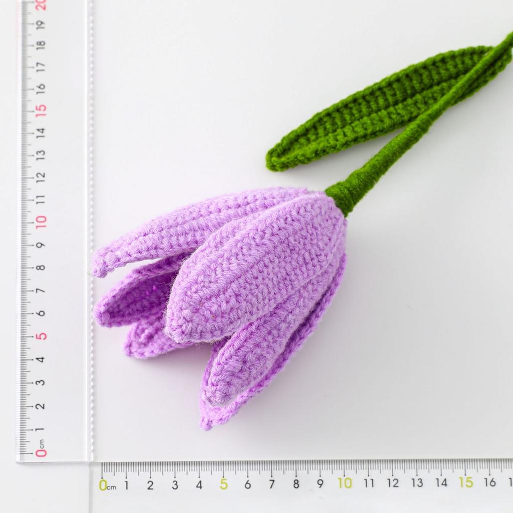 1Pcs Crochet Lily Flowers Creative Hand-knitted Lilies Flower Bouquet Wedding Party Home Decor
