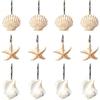 Starfish Design Shower Curtain Hooks Resin Material Starfish Shell Hooks  For Living Room