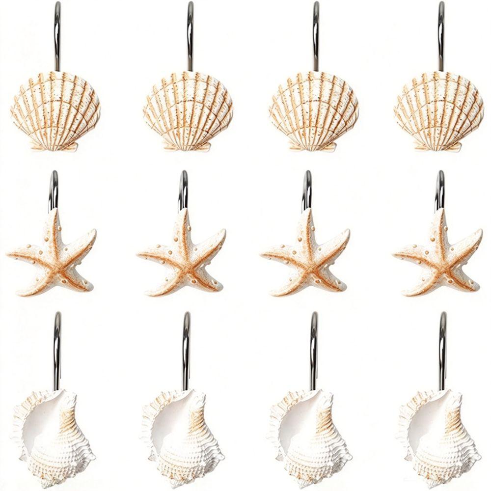 Starfish Design Shower Curtain Hooks Resin Material Starfish Shell Hooks For Living Room