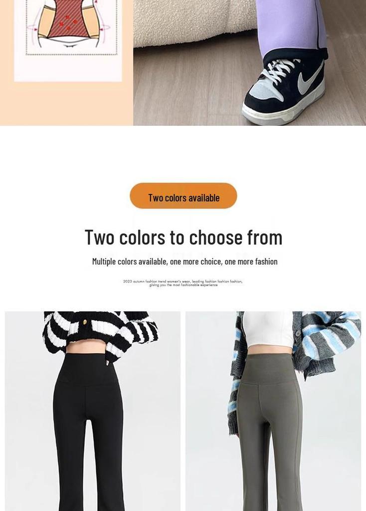 High-Waisted Fleece-Lined Shark Fin Micro-Flare Yoga Pants for Autumn/Winter Warmth