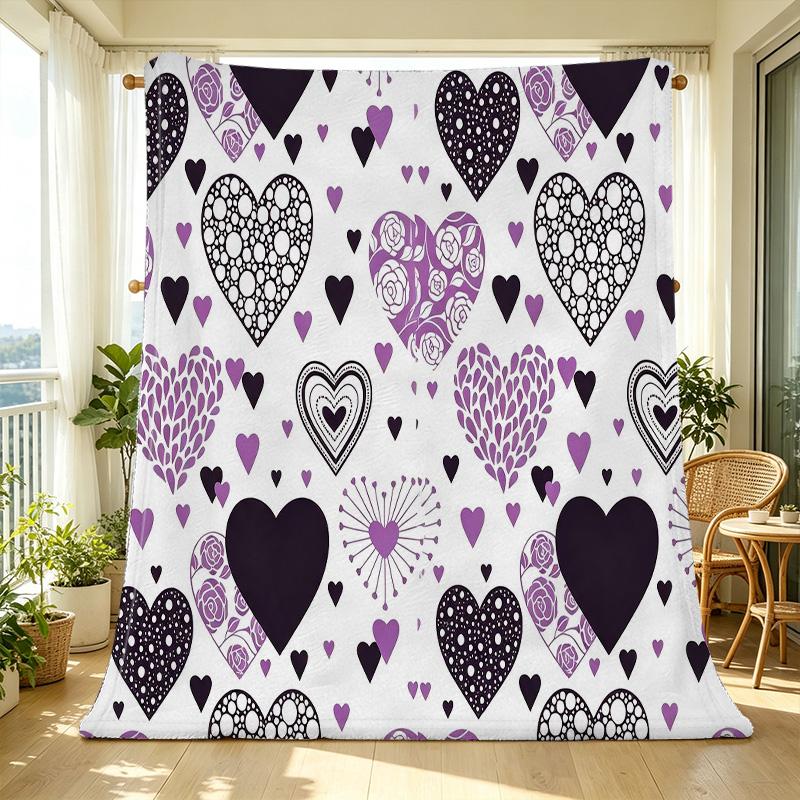 Heart Flannel Blanket High-Density Plush Soft, Warm & Breathable, Skin-Friendly Multi-Use for Couch Bedroom, Ideal Valentine’s Gift