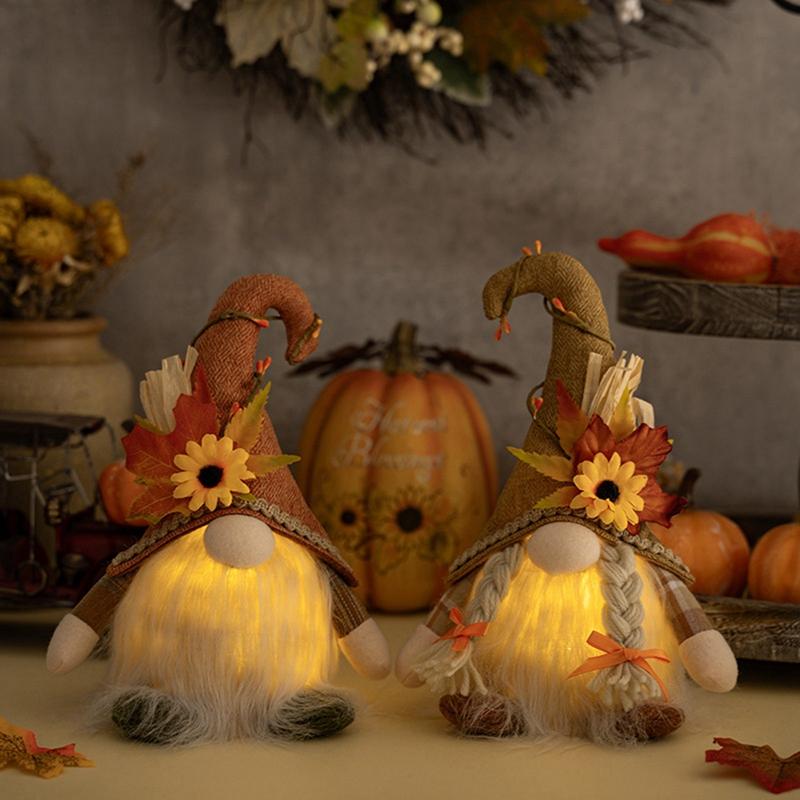 Autumn Gnomes Thanksgiving Decoration Fall Plush Elf Dwarfs Dolls Halloween Gnome Dolls Thanksgiving Day Gift Xmas Gifts