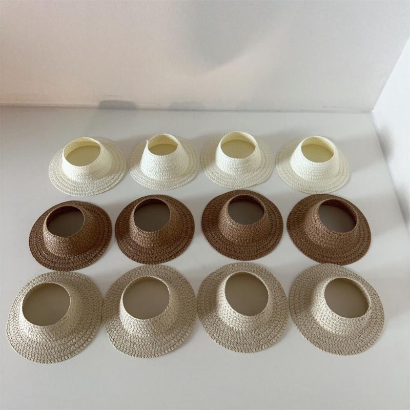 Doll Sun Hat With Ear Cutouts Empty Top Straw Hat  For Costume Cosplay Decorative Party Accessory In Assorted Color