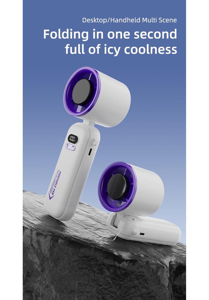 2026 High-Speed Rechargeable Handheld Turbo Fan with Digital Display - Portable Outdoor Use