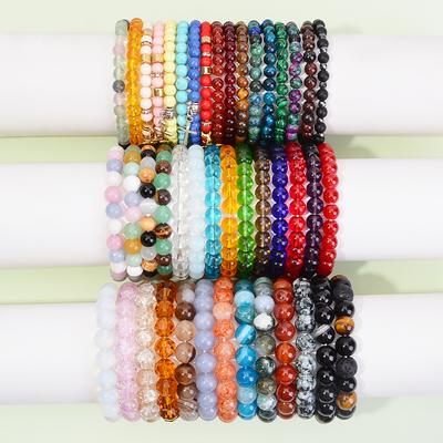 Conjunto Aleatório de 5/10/20/30/50 Peças Bohemian Beads 6/8/10mm Pulseira de Pedras Naturais Beads para Homens e Mulheres