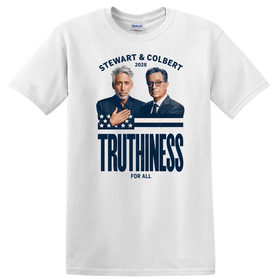 Stewart Colbert 2028 T Shirt Truthiness Political Satire Election Vote Tee Gift XXXL