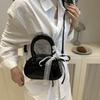 Fashion Korean Bow Crossbody Bag Y2k Leisure Lace Ribbons Boston Bag Pu Leather Sweet Commute Handbag Spring And Summer