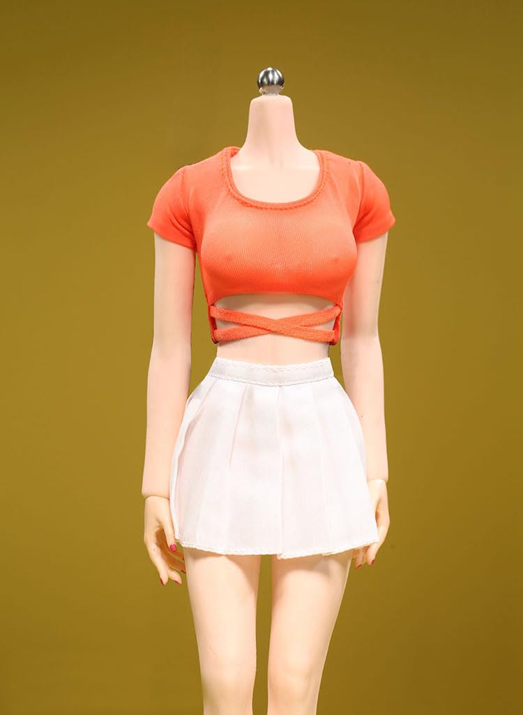 

1/6 Sexy Clothing 1/6 Female Sexy Crop Top, Waist Short Sleeves, Dress, 1 Piece (Head and Body Not Included) Orange