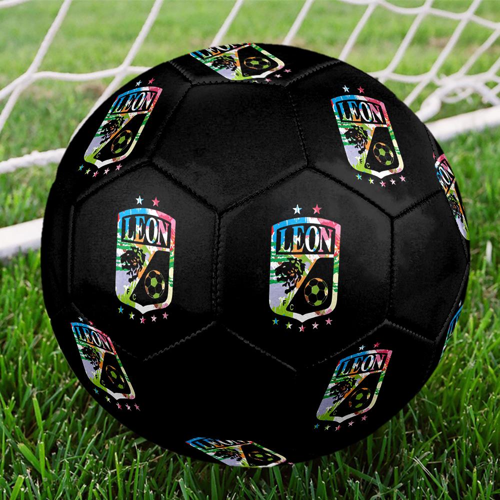SIZE 5 León FC Soccer Ball Colorful All Ages Machine Stitched PVC Competition Ready Durable High-Bounce