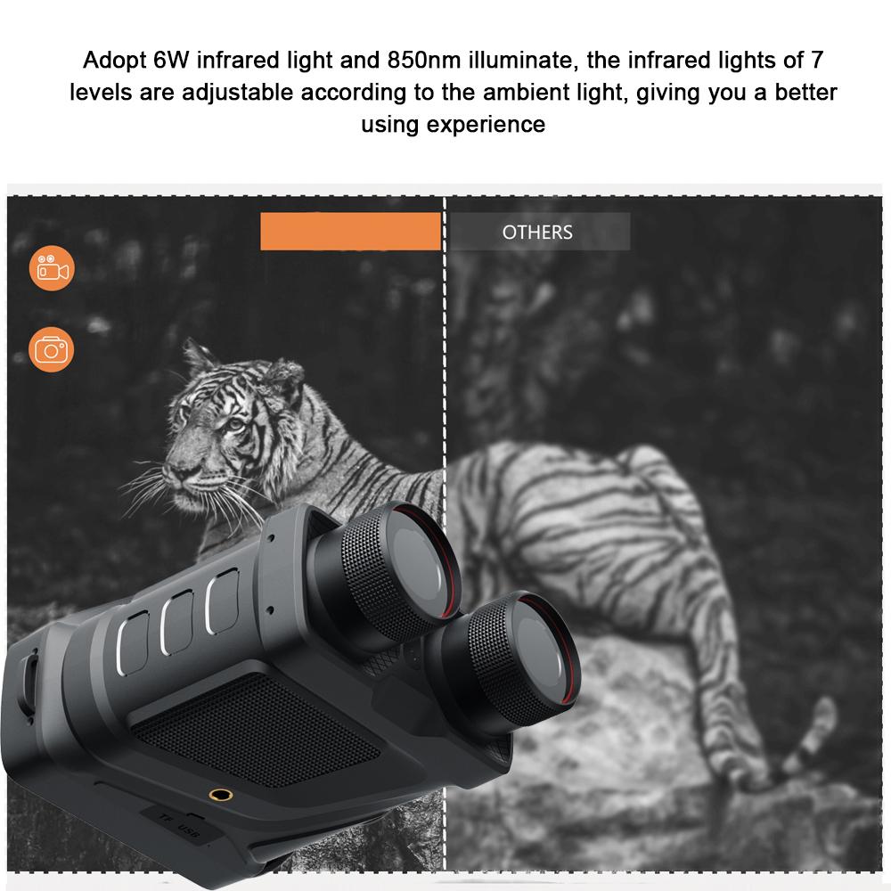 1080P Portable Binocular Goggles Device Day Night Use Photo Video Taking 5X Digital Zoom 300M Full Dark Viewing Distance for Outdoor Hunt Boating Jour