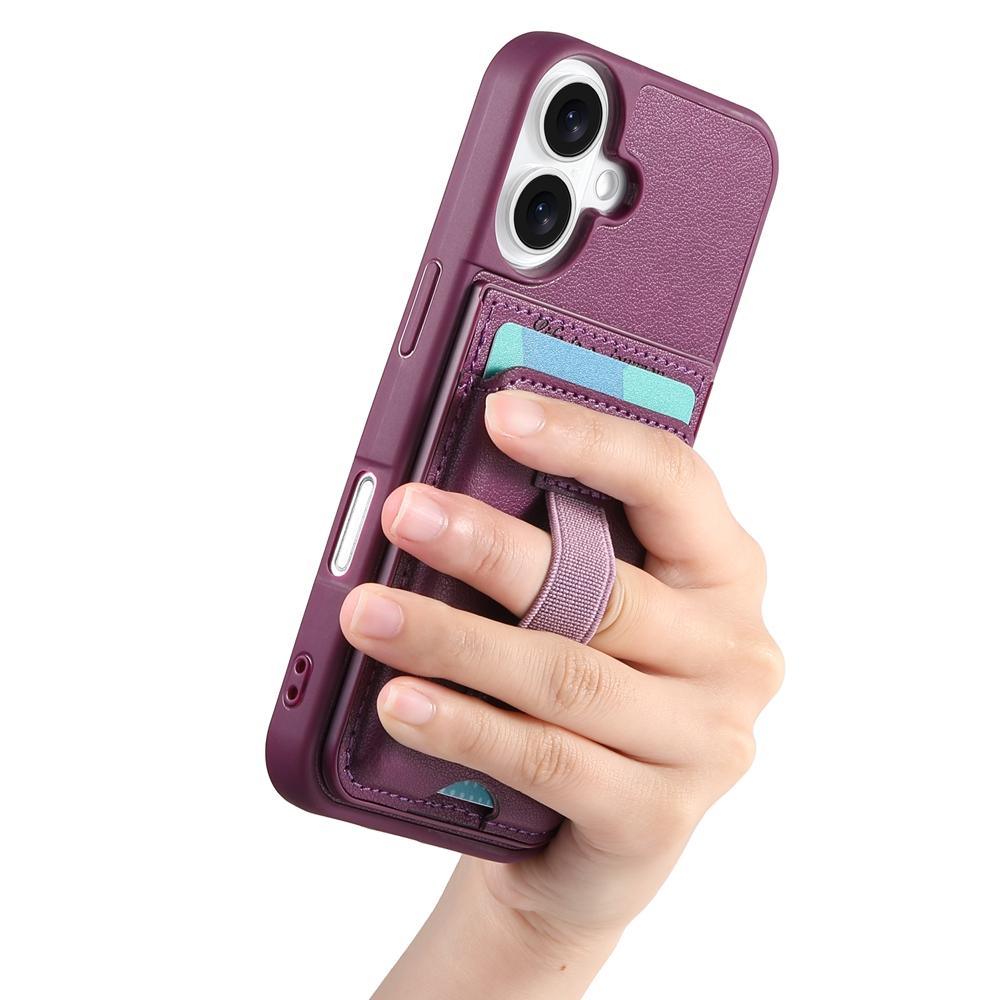 Anti-Slip Phone Case with Elastic Wrist Strap & Card Holder - Shockproof TPU Bumper + Textured PU Leather Back Cover, Wallet Case for iPhone/Samsung