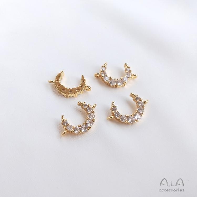 14K Gold-Filled Zirkonia Mond Anhänger Charm für DIY Halsketten und Armbänder