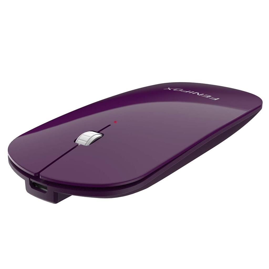 FENIFOX Wireless Bluetooth Mini Bluetooth Rechargeable Mouse, Slim, Compact, Mouse, Wireless, Quiet, (Purple)