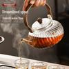 Pumpkin-Shaped High-Temperature Resistant Glass Teapot with Handle for Stove and Electric Ceramic Stove Heating.