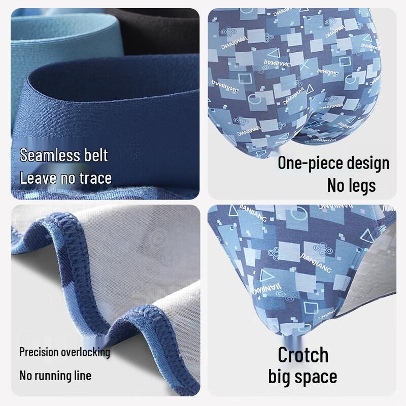 Jianjiang Men's 5A Antibacterial Modal Seamless Briefs (3-Pack)