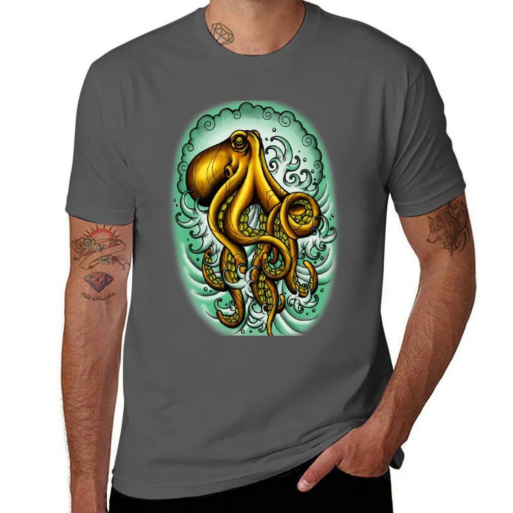 Traditional Octopus TShirt Plus Size Workout Short Sleeve Top