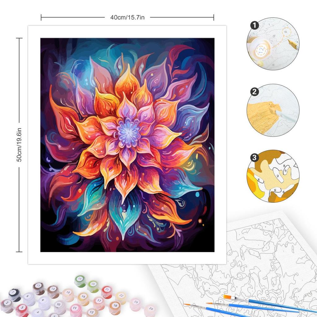 RUOPOTY Frame Picture By Number Colorful Flowers Picture By Numbers Acrylic Paint On Canvas Home Decors Artcraft Diy Kits 40×50cm