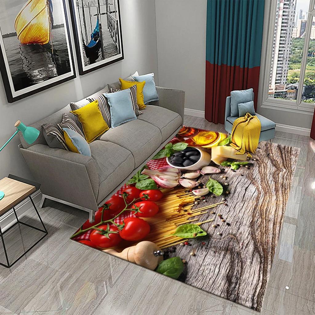 Vegetable Carpet Green Healthy Food Rug Colorful Printed Rectangle Area Rugs Yoga Mats Bedroom Living Room Decor Soft Door Mat