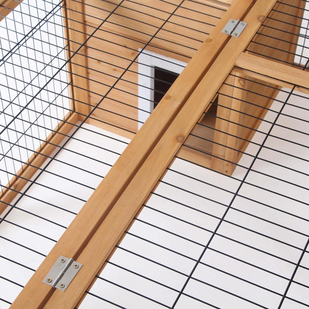 Kaninchenstall Außen, Meerschweinchenhaus, Hasenlaufstall mit zu öffnender Oberseite für 1–2 Kaninchen, 123 x 120 x 52 cm, Gelb