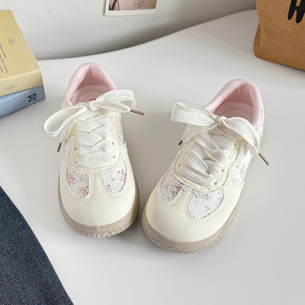 Women's Casual Sports Shoes Flower 2026 Autumn Comfortable Anti Slip Outdoor Vulcanized Shoes Lace Up Fashion Running Shoes