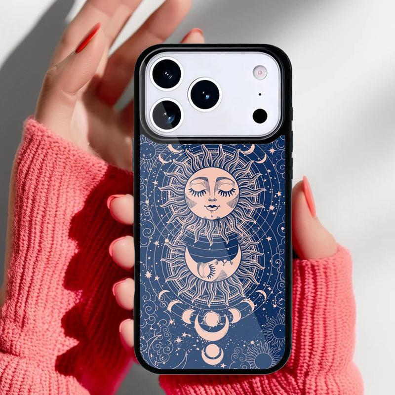 Sun Moon Face Phone Case for iPhone 17 Air 16e 15 14 13 Pro Max Back Cover for 12 11 Pro Coque