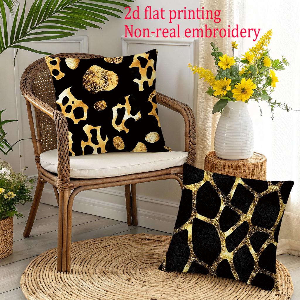 1/4 Stück Luxuriöse Schwarz-Gold Tierprint Kissenbezüge Zebra Leopard Giraffe Muster Kissenhüllen für Heimdekoration