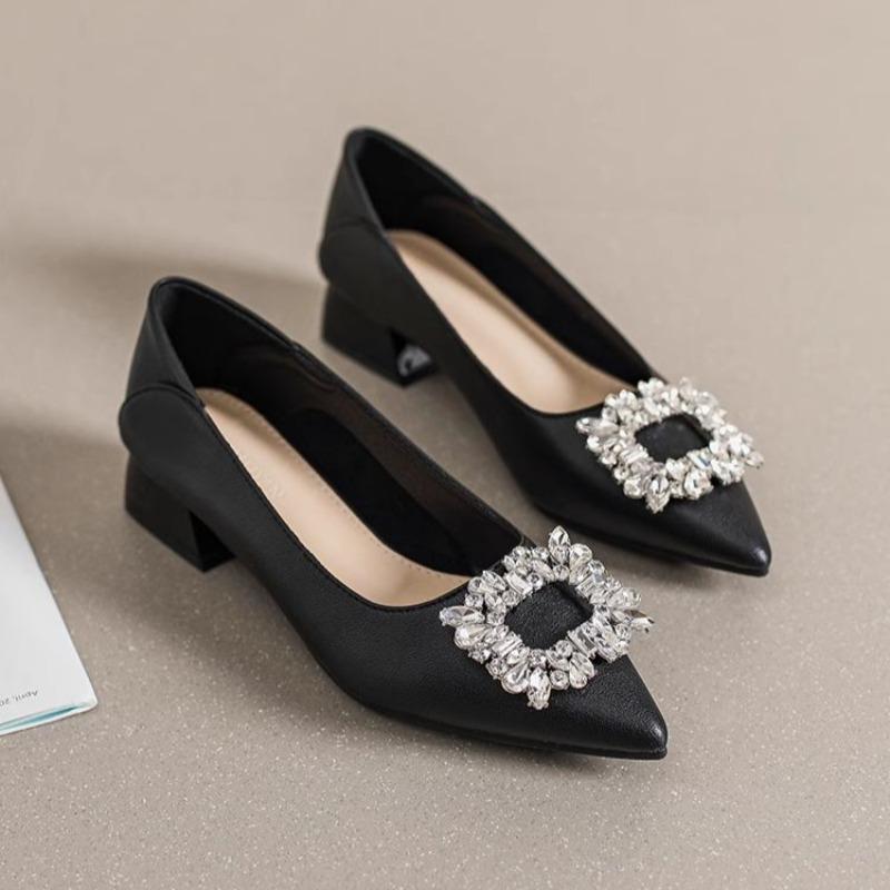 Rhinestone Pointed Toe Women's Shoes with Medium Heels Ladies Pumps on Sale Vacation Chic and Elegant Stylish Quick Delivery Y2k