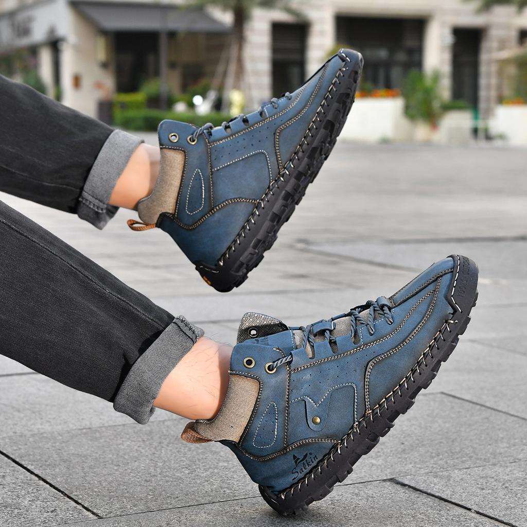 Men's Shoes Classical Vintage Soft Skin-friendly Feeling Frosted Genuine Leather Business Ankle Boots Handmade Casual Boots