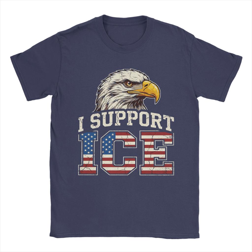 Vintage Support ICE Vintage Distressed American Eagle TShirts Unisex Cotton T Shirts Short Sleeve Tee Shirt Graphic Printed Tops