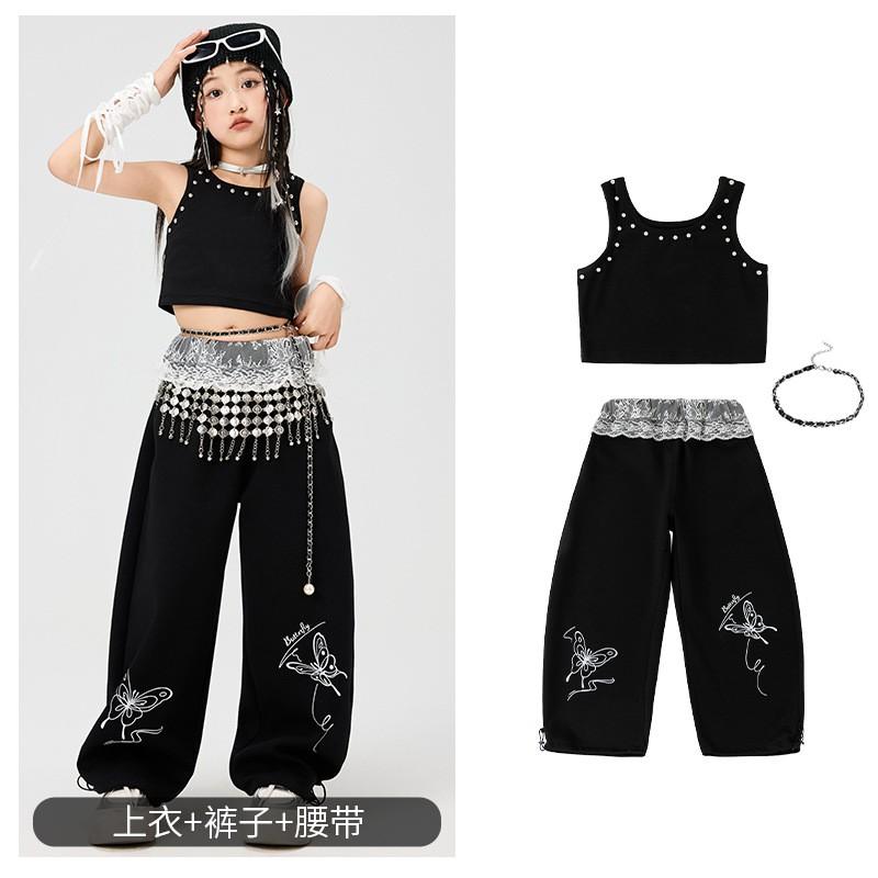 Girls Hip Hop Dance Outfit Kids Jazz Performance Set Streetwear Stage Show Competition